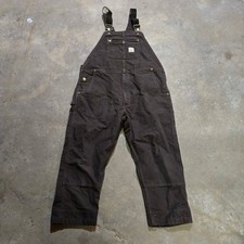 Carhartt Duck Bib Overalls Mens 42x28 Brown R01-M Double Knee Workwear