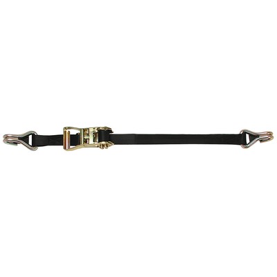 CargoBuckle Ratchet Strap Tie-Down w/Double J-Hooks & Keeper - 1'' x 12'
