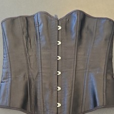 Chicastic Women s Black Overbust Corset L Strapless Hook Eye Lace-Up Back