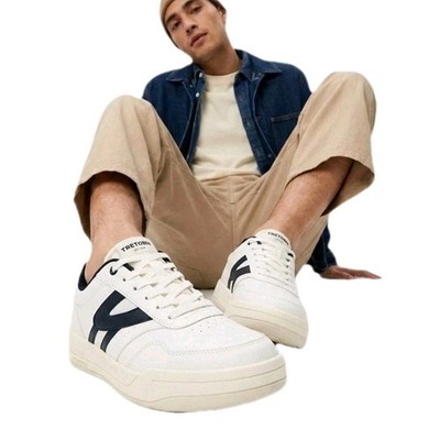 Tretorn Men's Retro Vibe Sneakers Ortholite White Navy Lace-Up Size 9.5