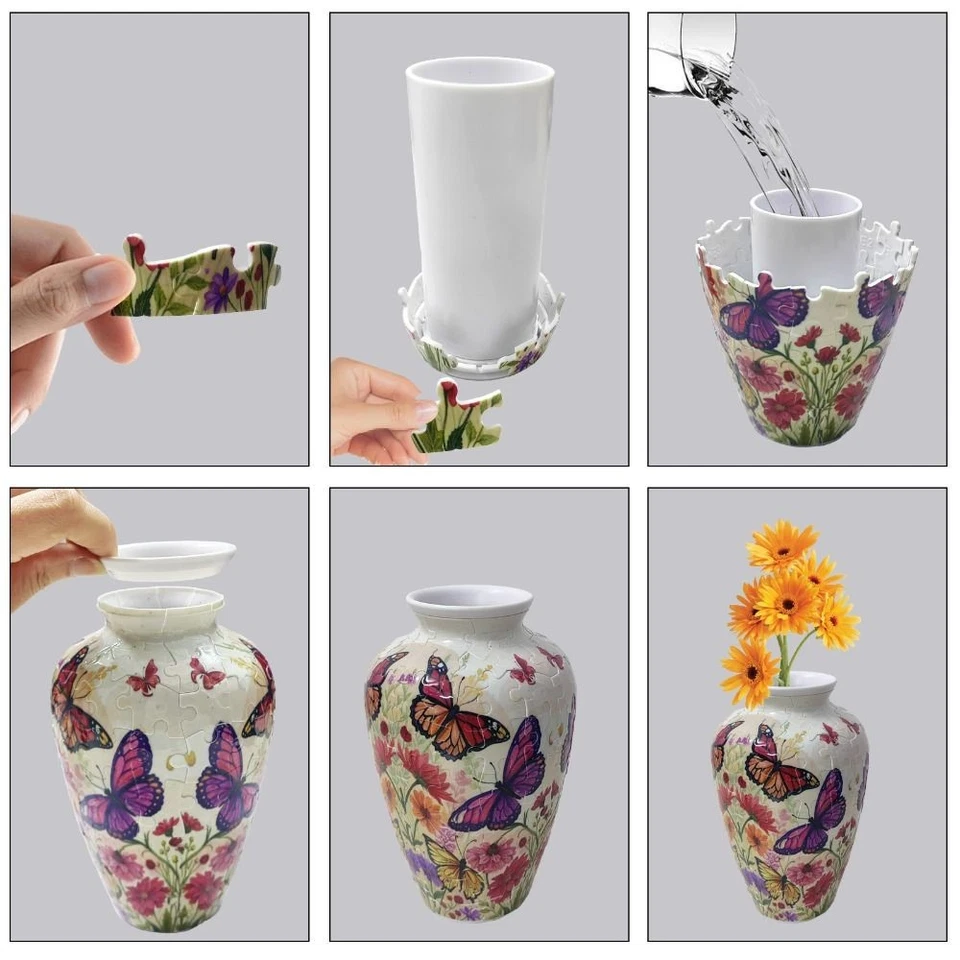 Creative 3D Puzzle Vase Waterproof Flower Arrangement Vase Housewarming Gift - image 3 of 4