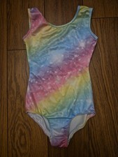 Swimsuit Or Gymnastics Leotard For 8 Year Old Girl. Pink Rainbow