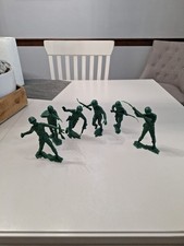 Vintage Marx 5" -6" Green US ARMY Men WWII lot of 6 MID CENTURY TOYS