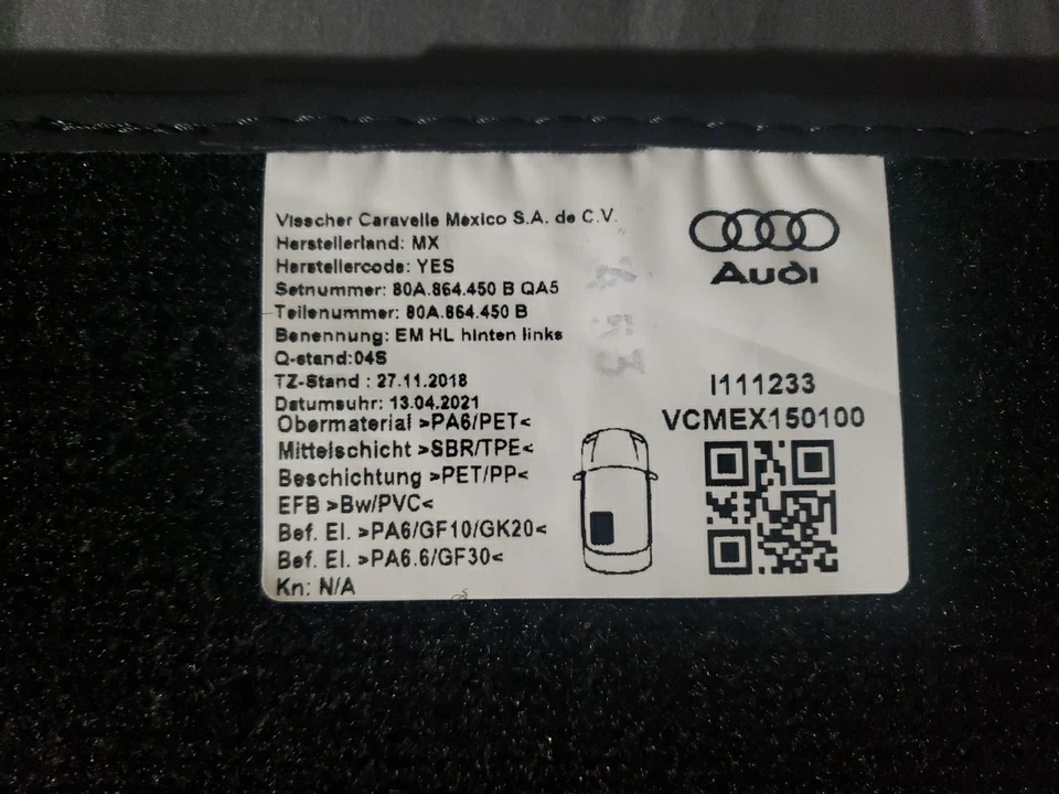 Подлинные заводские коврики для пола Audi Q5 от оригинального производителя только задние коврики - Изображение 4 из 4