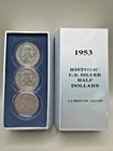 1953 BEN FRANKLIN HALF DOLLAR 3 COIN BOX SET!  TWO "D", ONE "P"! (GPJ000099)