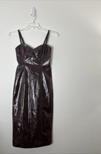 Forever 21 Womens Dress Size XS Faux Leather Midi Chocolate Gothic