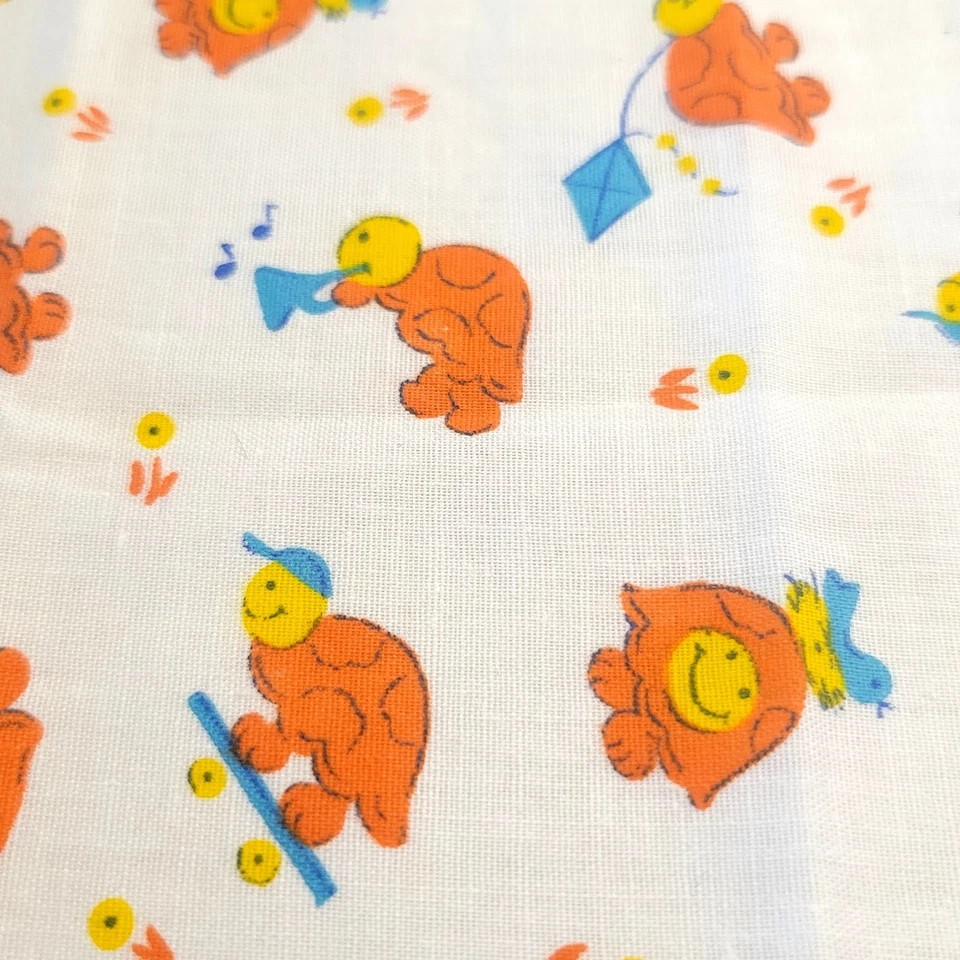 Cotton Fabric Orange Cartoon Turtles Playing Music Flying Kites 16" x 44" - Image 2 of 4