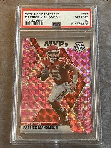 2020 Panini Mosaic PATRICK MAHOMES II Camo Pink MVPs #297 PSA 10 Chiefs