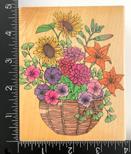 Hero Arts Super Flower Basket Sunflower Lily Garden Planter S1007 Rubber Stamp