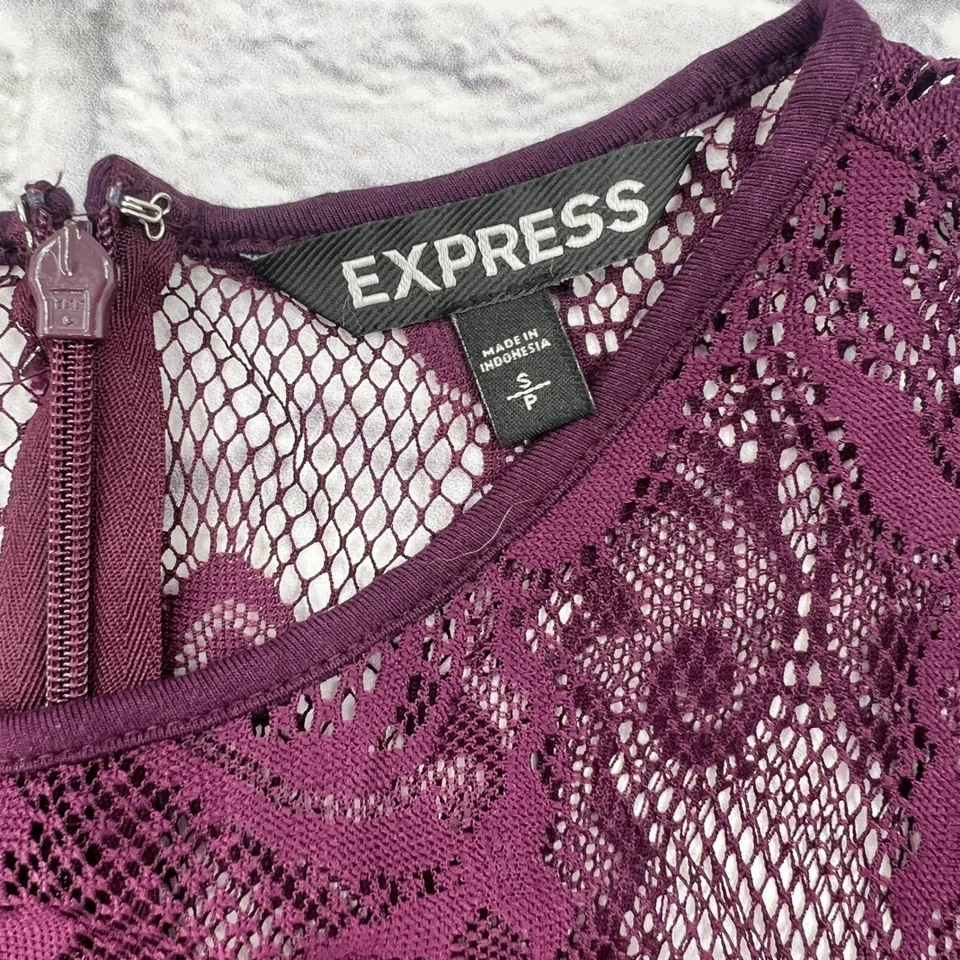 Vestido Express Para Mujer Ciruela Encaje Ajuste Acampanado Sin Mangas Talla Pequeña Fiesta de Vacaciones Foto 3 de 4