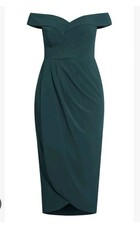 City Chic Large Dress Ripple Love Green Emerald Dress Plus Size 20