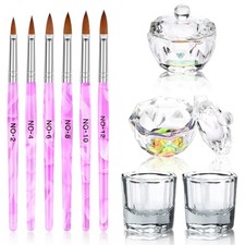 Acrylic Nail Brush Dappen Dish Set, 6PCS 9 Piece 10PCS-Purple