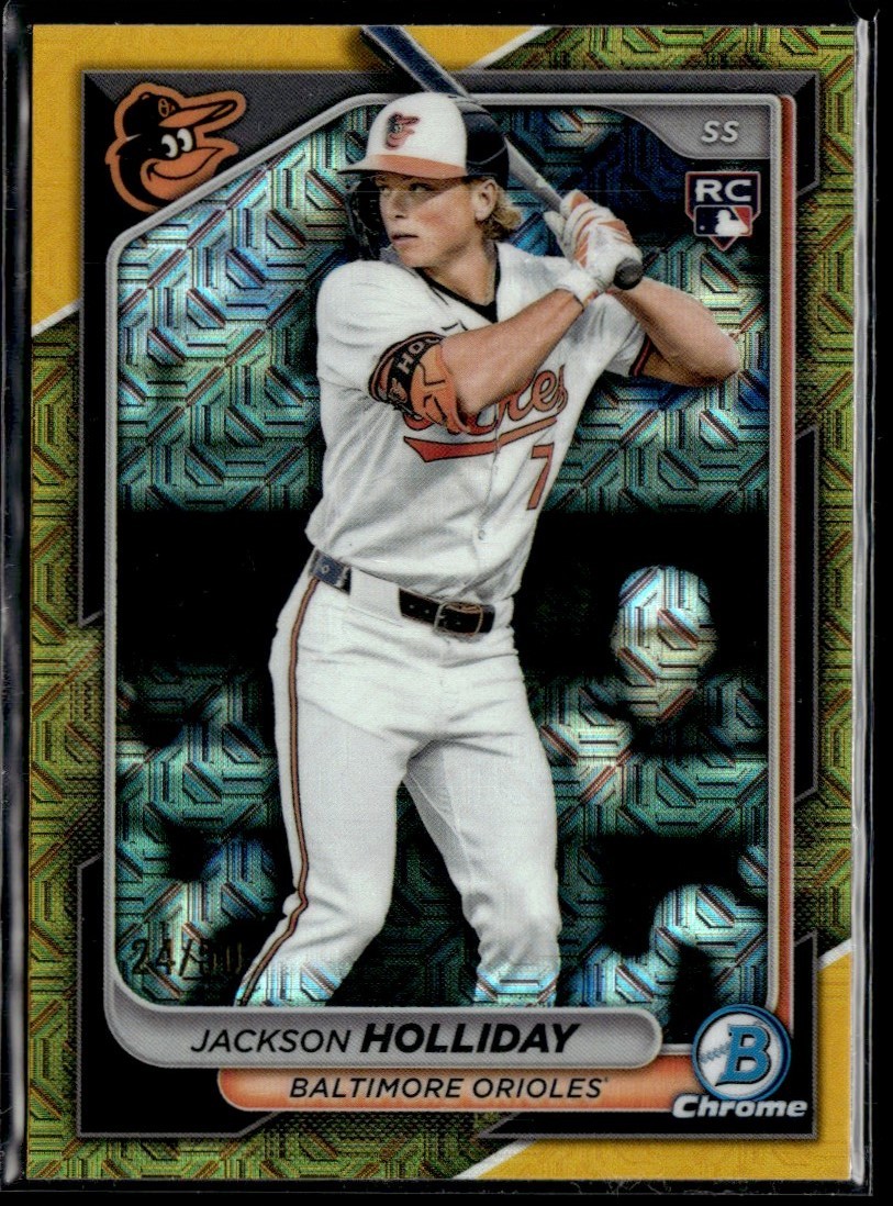 2024 Bowman Chrome Gold Mojo Jackson Holliday RC /50 Baltimore Orioles #26