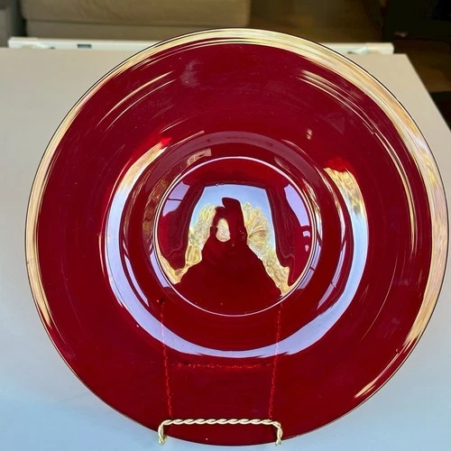 Vintage Anchor Hocking Royal Ruby Red Glass Serving Platter Plate 12”
