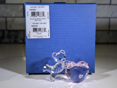 Swarovski Crystal Figurine Kris Bears PINK HEART #5265323