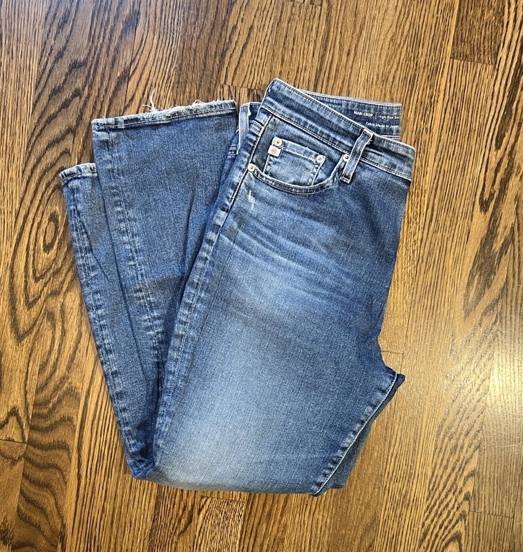 AG Adriano Goldschmied Women's Mari Crop High Rise Slim Straight Jeans. Size 31