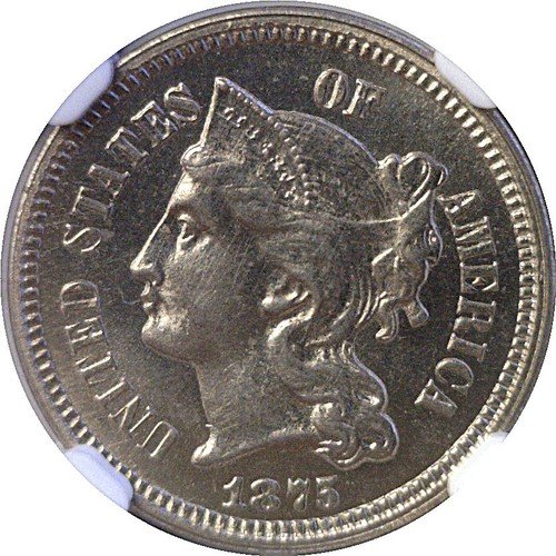 1875 3CN Nickel Three Cent Proof NGC PF-64 - Picture 2 of 3