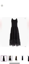J.CREW Black Cotton Eyelet Tiered A-Line Midi Dress Sleeveless Pullover