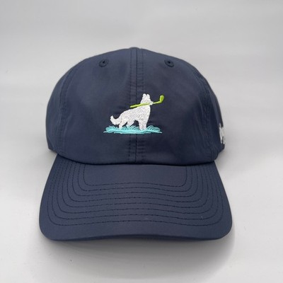 WAGGLE Mens Adjustable Dog Track Flight Unstructured Golf Hat Navy Blue NEW