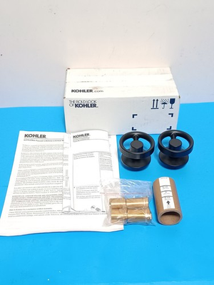 #ad NEW▪︎Kohler T77981 9 BL Bathroom Faucet Sink Wall Mount Brass Black Handles NIB $55.00