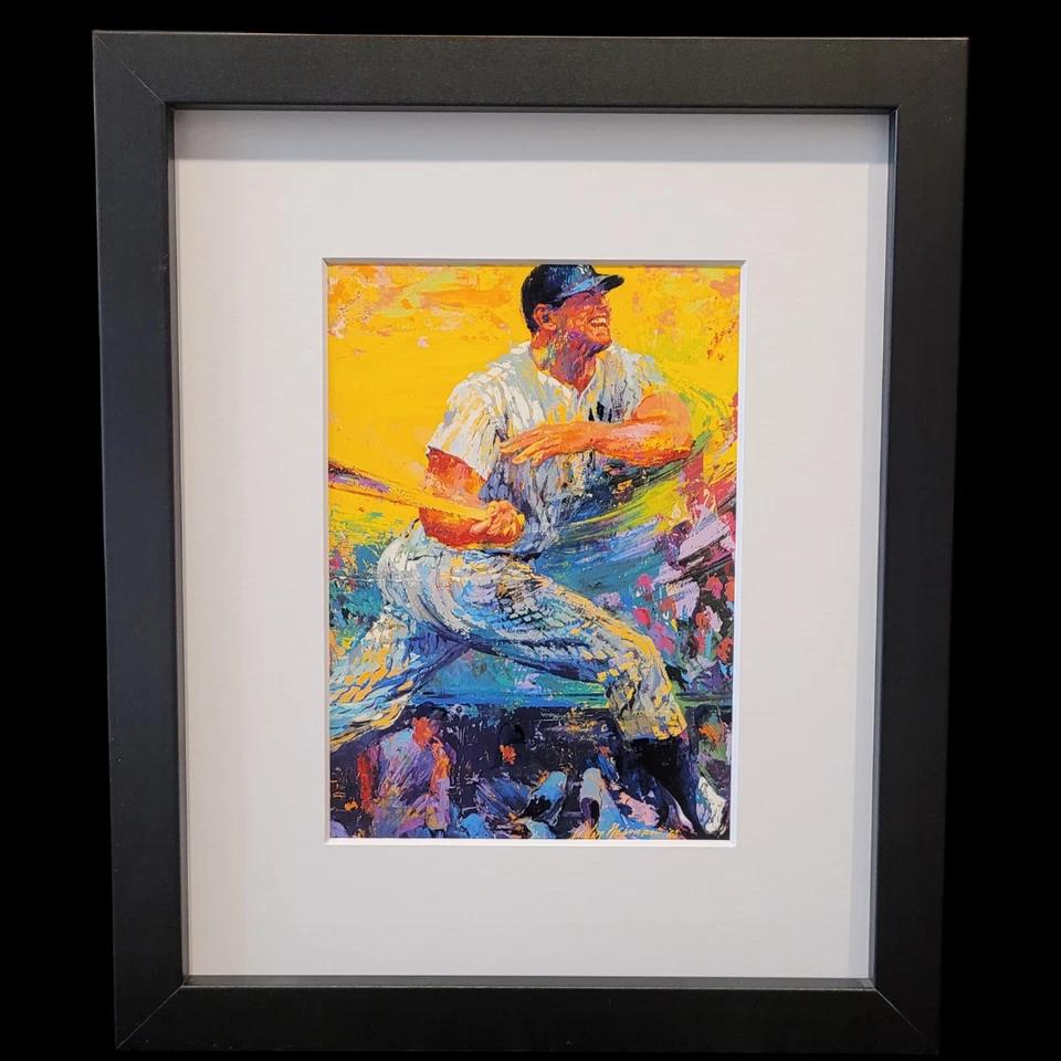 Leroy Neiman "Mickey Mantle" Firmado en Impresión Años 80 Enmarcado Arte Pop Impresión Deportiva Foto 2 de 4