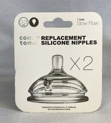 New ComoTomo Slow Flow Silicone Replacement Nipple 2-Pack:  0-3 months