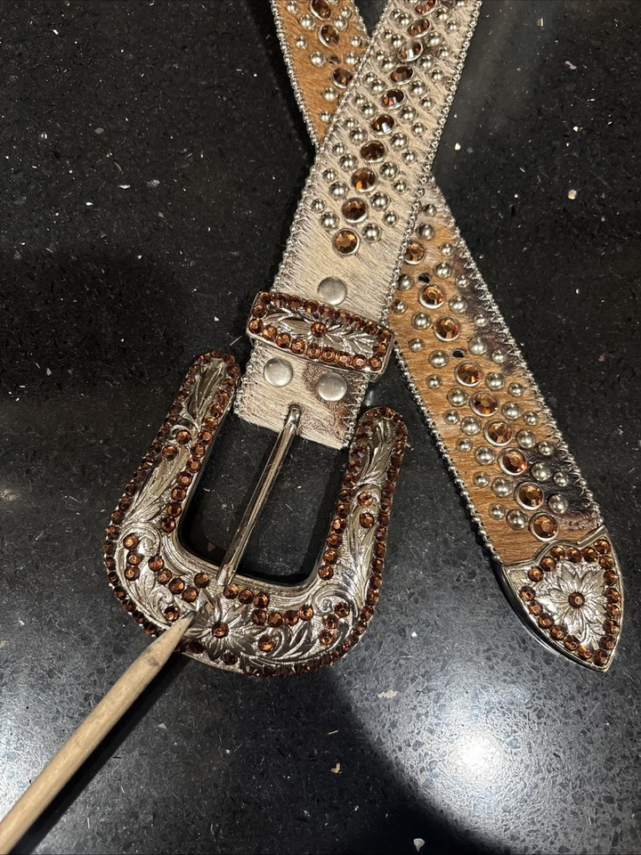 Cinturón BB Simon Mediano 1857 S91 Marrón Tostado Blanco Cuero Cinturón - Excelente Estado Usado Foto 2 de 4