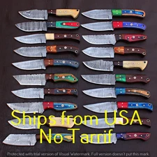 LOT OF 20 CUSTOM HANDMADE DAMASCUS STEEL HUNTING FULL TANG SKINNER EDC KNIFE 424