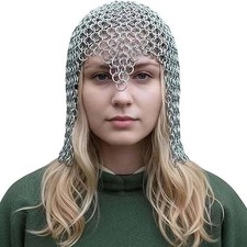 Personalized Medieval Aluminum Chainmail Coif Hood Lightweight Butted Mail Armor