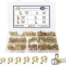 150Pcs Spring Band Hose Clamps Assortment Kit, Fuel Line Hose Clamps, Low Pressu