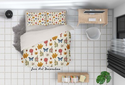 3D Butterfly Floral Fruit Pattern Quilt Cover Set Bedding Sets Pillowcases 64