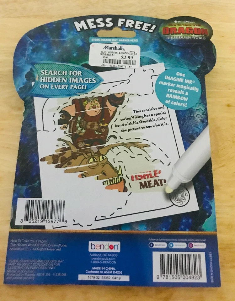 Книга активности Bendon How to Train your Dragon Imagine Ink с маркером без беспорядка - Изображение 2 из 2