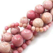 Pink Rhodonite Smooth Round Gemstone Spacer Bead 15" strand 4mm 6mm 8mm 10mm 12