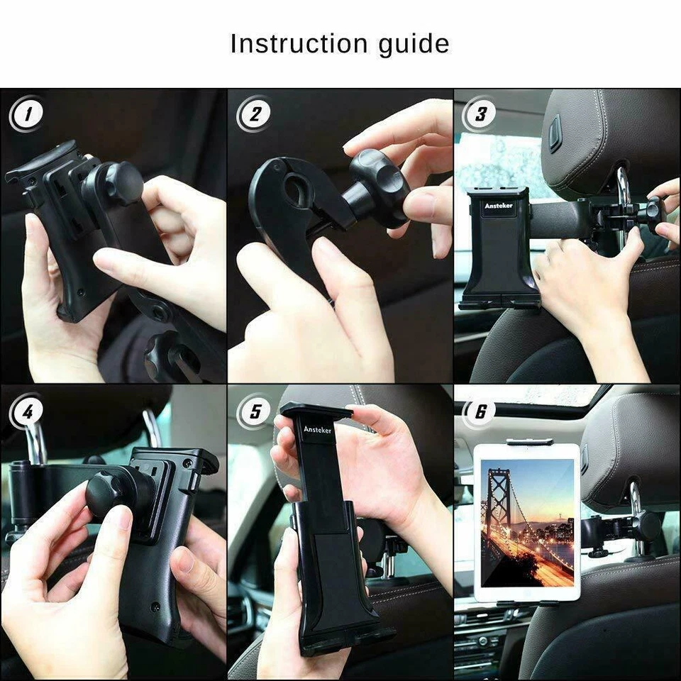 Universal Car Back Seat Headrest Mount Tablet Holder for iPad iPhone Samsung GPS - Image 2 of 4