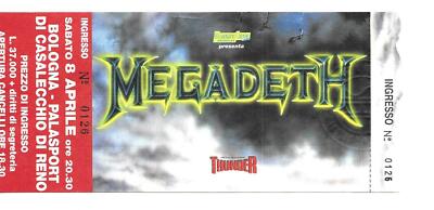RARE / CONCERT TICKET TICKET - MEGADETH: LIVE IN BOLOGNA (ITALY) 1995 / ITALY