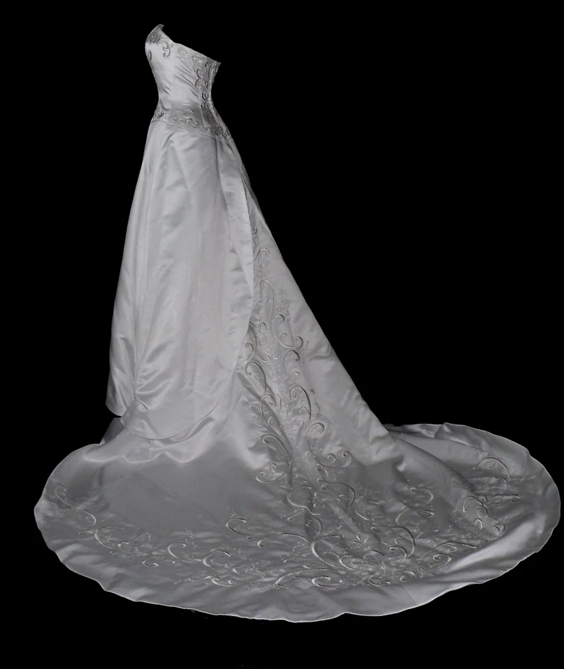 David's Bridal White Strapless Wedding Dress MICHAELANGELO Gown - Image 3 of 4