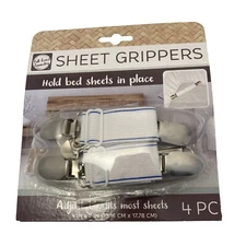 Sheet Grippers 4 Piece Set Hold Bed Sheets In Place Adjust 4” To 7”