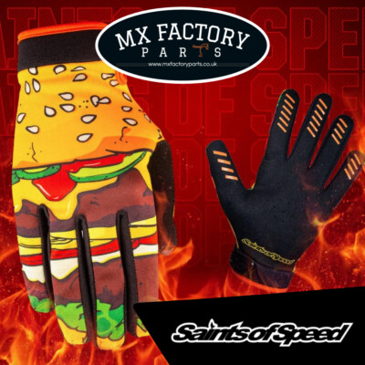 Saints of Speed Handschuhe Extra Cheese Burger Motocross MX MTB BMX Bike ATV OffRoad