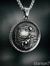 Wolf Tier Anhänger Edelstahl Halskette Wald Mond Hund Wikinger Schmuck Biker 314