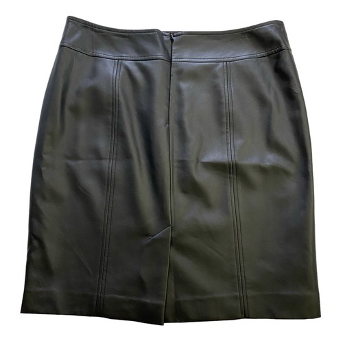 NWT Evan-Picone Santa Barbara Black Faux Leather Y2K Pencil Skirt Women Size 12 - Picture 2 of 10