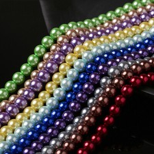 105pcs/strand 8mm Round Pearl Coated Glass Beads For Jewelry Making DIY Bracelet