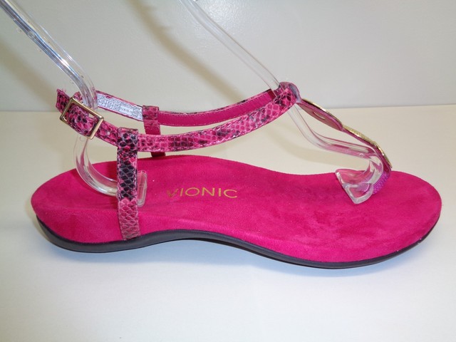 Vionic Size 6 M Lizbeth Raspberry Snake Leather T-strap Sandals Womens Shoes for sale online | eBay
