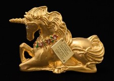 Estee Lauder Lmtd. Ed. Unicorn Solid Perfume.  Gold Plated w/Crystals & Enamel