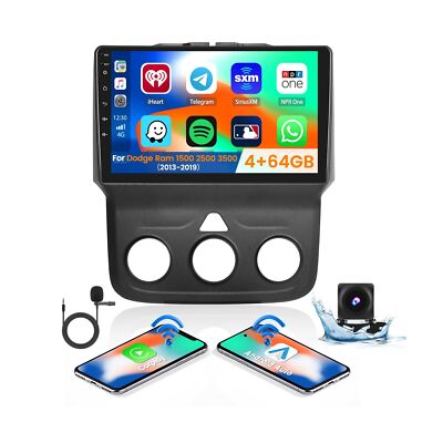 8-Core 4+64G Android 13 Car Stereo for Dodge Ram 1500 2500 3500 2013-2019 Upg...