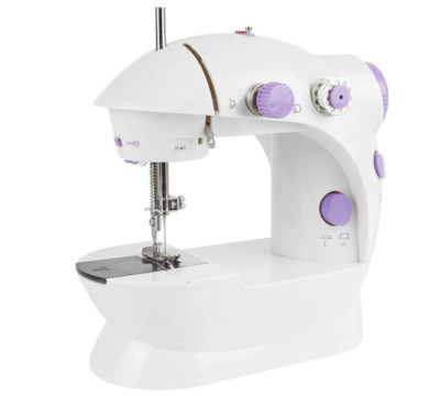 Mini Sewing Machine with Foot Pedal, LED Light , DIY Enthusiasts, White-Black