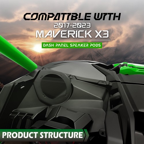 Front Dash Speaker Pods Stereo Panel Mount Kit Fit For Can-Am Maverick X3 17-24 - 第 12/12 張圖片