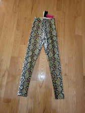 Commando Faux Leather Animal Print Leggings SLG50 Neon Snake Size S