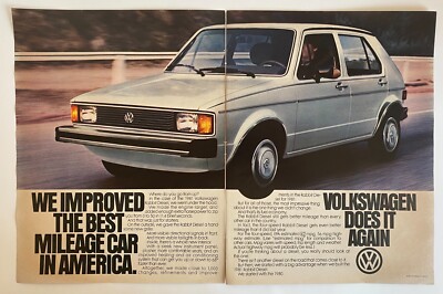 Volkswagen VW Rabbit Convertible 2-page 1981 Print Ad - Great To Frame!