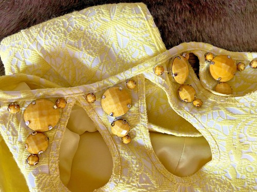 Adrianna Papell Woman's Dress Yellow Beads Sz 6 ~ BEAUTIFUL ~ - Picture 6 of 8