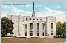 Indianapolis Indiana~Heslar Naval Armory~WPA Art Moderne Architecture~1936 Linen
